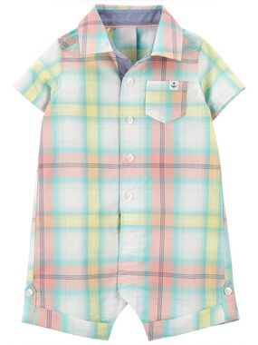 Carter's Family Matching Pastel Plaid Short Sleeve Romper - Size 6M